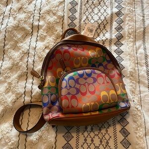 NWT Coach Rainbow/Tan Backpack